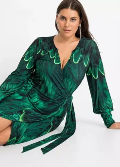 Printed Midi Wrap Party Dress -Lush Fit Store Printed Midi Wrap Party Dress976118FRSB W02