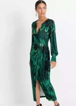 Printed Midi Wrap Party Dress -Lush Fit Store Printed Midi Wrap Party Dress976118FRSP