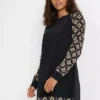 Printed Sleeve Sweatshirt Dress -Lush Fit Store Printed Sleeve Sweatshirt Dress965658FRSP