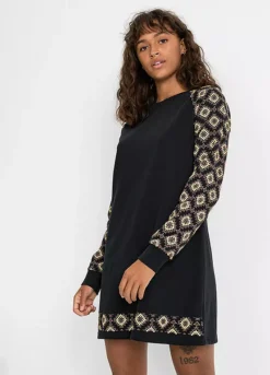 Printed Sleeve Sweatshirt Dress