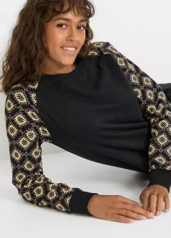 Printed Sleeve Sweatshirt Dress -Lush Fit Store Printed Sleeve Sweatshirt Dress965658FRSP W02