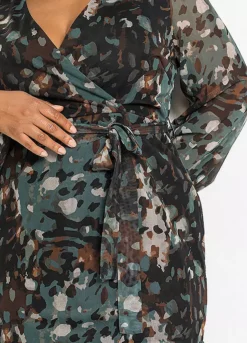 Printed Wrap Dress -Lush Fit Store Printed Wrap Dress921008FRSB W02