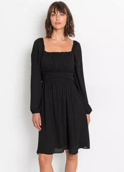 Puff Sleeve Square Neck Dress -Lush Fit Store Puff Sleeve Square Neck Dress962689FRSP W02