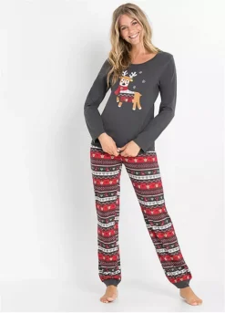 Reindeer Fairisle Printed Pyjama Set -Lush Fit Store Reindeer Fairisle Printed Pyjama Set952622FRSP W01