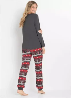 Reindeer Fairisle Printed Pyjama Set -Lush Fit Store Reindeer Fairisle Printed Pyjama Set952622FRSP W02