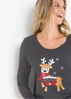 Reindeer Fairisle Printed Pyjama Set -Lush Fit Store Reindeer Fairisle Printed Pyjama Set952622FRSP W03