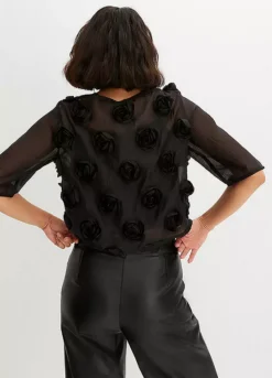 Rose Applique Blouse -Lush Fit Store Rose Applique Blouse919540FRSP W01