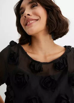 Rose Applique Blouse -Lush Fit Store Rose Applique Blouse919540FRSP W02