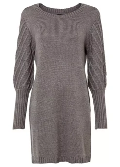 Round Neck Wide Cuff Knitted Dress -Lush Fit Store Round Neck Wide Cuff Knitted Dress973607FRSC