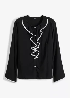 Ruffle Trim Blouse -Lush Fit Store Ruffle Trim Blouse952237FRSC