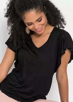 Ruffle Trim T-Shirt -Lush Fit Store Ruffle Trim T Shirt945360FRSP W02