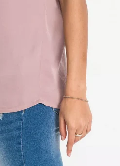 Satin Henley Blouse -Lush Fit Store Satin Henley Blouse958542FRSP W03