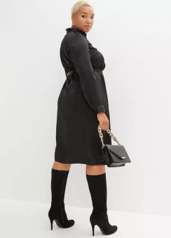 Satin Shirt Dress -Lush Fit Store Satin Shirt Dress936935FRSB W01