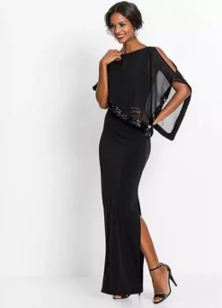 Sequin Trim Evening Gown