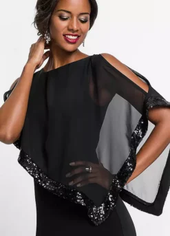 Sequin Trim Evening Gown -Lush Fit Store Sequin Trim Evening Gown916241FRSP W02