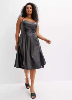 Sleeveless Faux Leather Party Dress