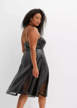 Sleeveless Faux Leather Party Dress -Lush Fit Store Sleeveless Faux Leather Party Dress921990FRSB W01