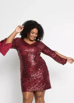 Split Sleeve Sequin Party Dress
