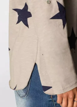 Star Print Henley Top -Lush Fit Store Star Print Henley Top960367FRSP W03