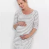 Striped Maternity Nightie 2 Striped Maternity Nightie -Lush Fit Store Striped Maternity Nightie972091FRSP