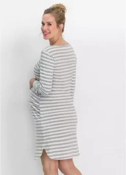 Striped Maternity Nightie -Lush Fit Store Striped Maternity Nightie972091FRSP W01
