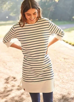 Striped Three-Quarter Sleeve Jumper Dress -Lush Fit Store Striped Three Quarter Sleeve Jumper Dress967812FRSL