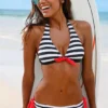 Stripy Halter Tie Bikini
