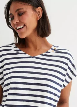 Stripy Linen T-Shirt -Lush Fit Store Stripy Linen T Shirt956561FRSP W02