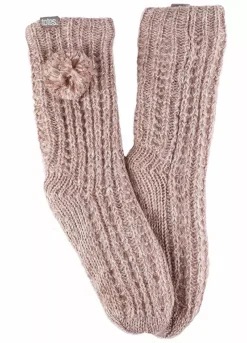 Totes Ladies Pink Luxury Sparkle Pom Pom Slipper Socks -Lush Fit Store Totes Ladies Pink Luxury Sparkle Pom Pom Slipper Socks99H840FRSP W02