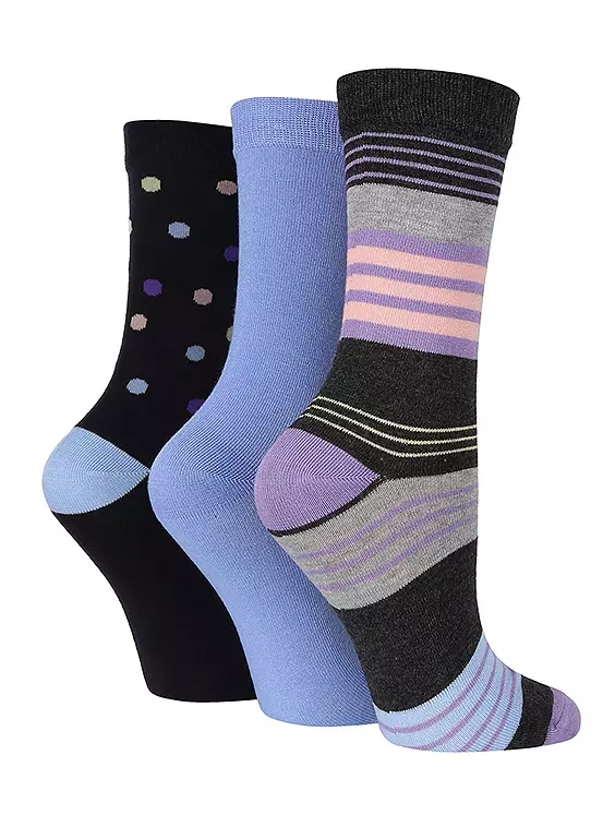 Wild Feet Ladies Pack Of 3 Bamboo Jacquard Socks 4 Wild Feet Ladies Pack Of 3 Bamboo Jacquard Socks - Image 2