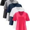 Bonprix Pack Of 5 Essential V-Neck T-Shirts -Lush Fit Store bonprix Pack of 5 Essential V Neck T Shirts920494FRSC